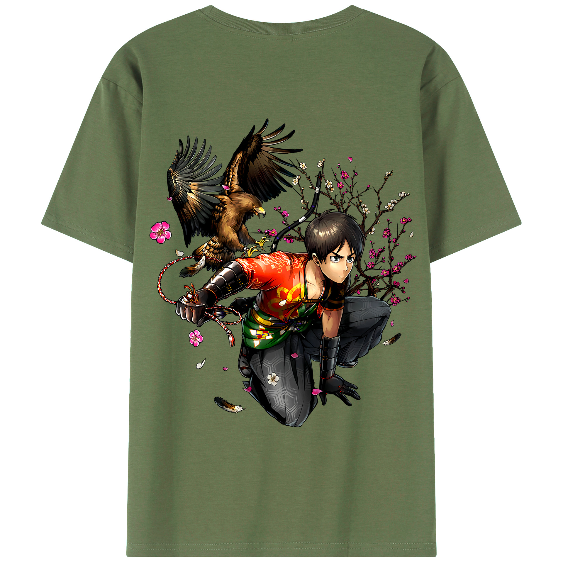 （画像用） 進撃の巨人 エレン･イェーガー Attack on Titan Eren Jäger 綿100％ メンズ半袖Tシャツ（バックプリント） 通気性